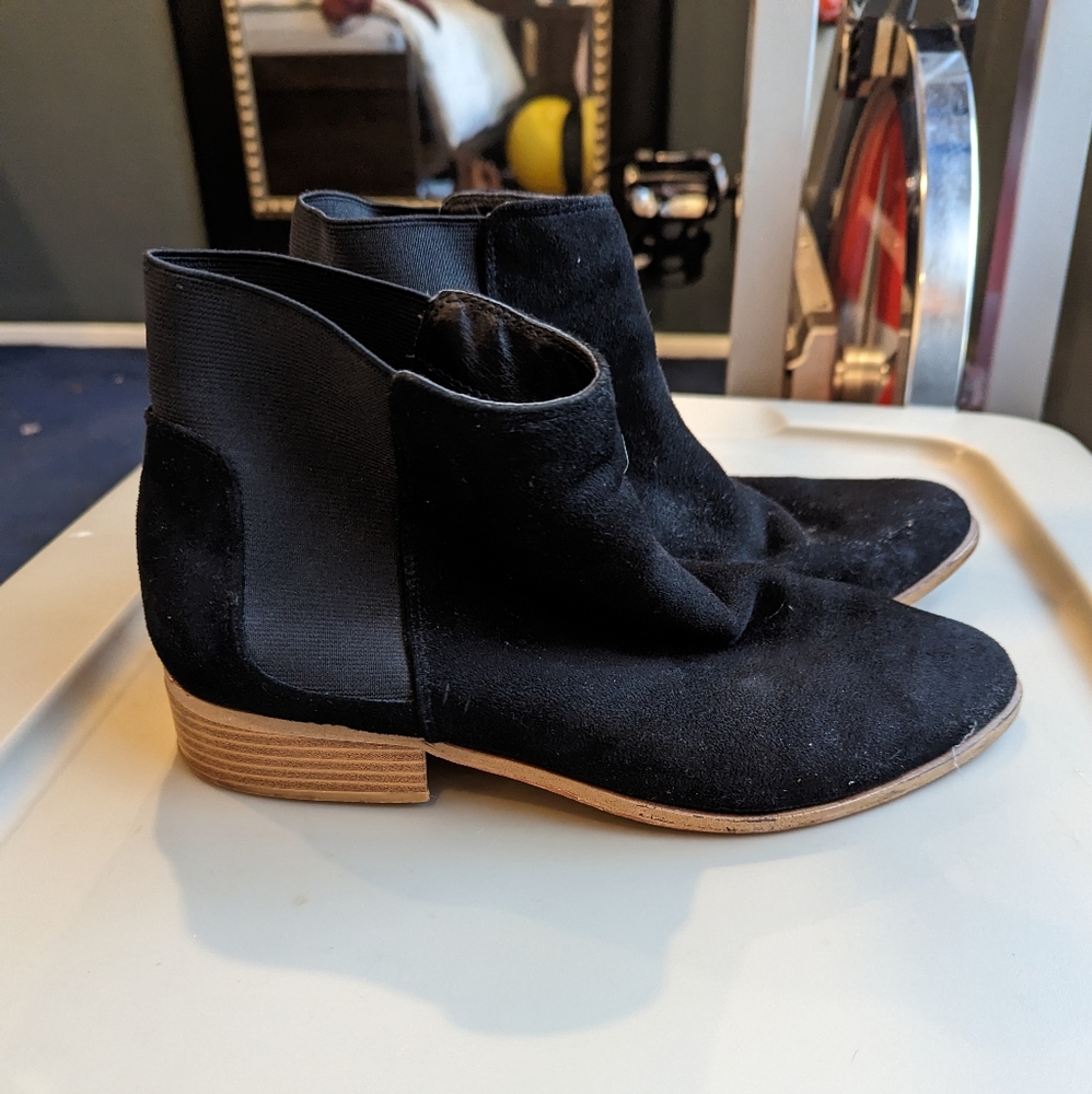 Black almond toe booties